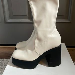 White platform boots